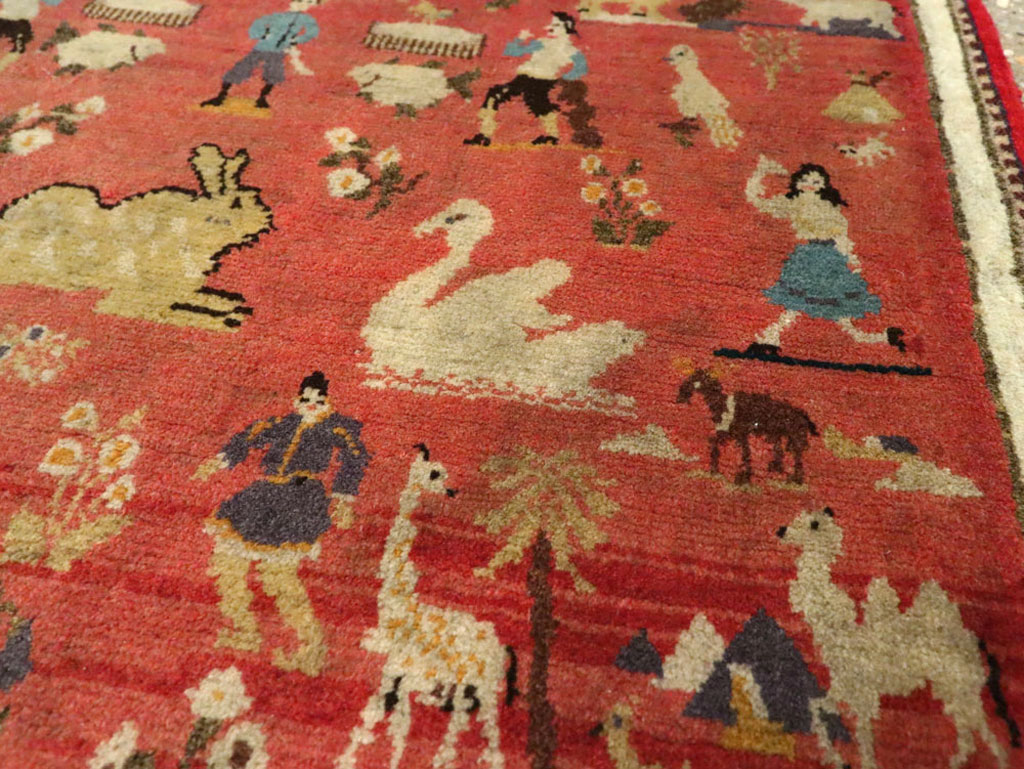 Vintage Persian Tabriz Pictorial Rug, No.13413 - Galerie Shabab