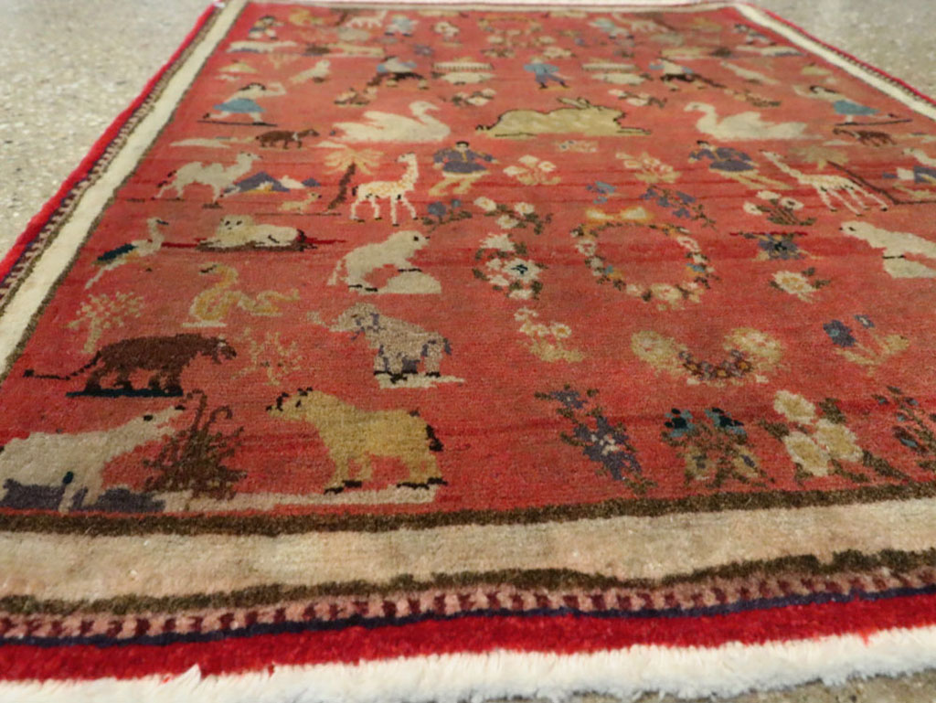 Vintage Persian Tabriz Pictorial Rug, No.13413 - Galerie Shabab