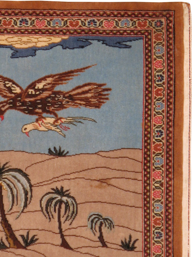 Vintage Persian Tabriz Pictorial Rug, No.13414 - Galerie Shabab