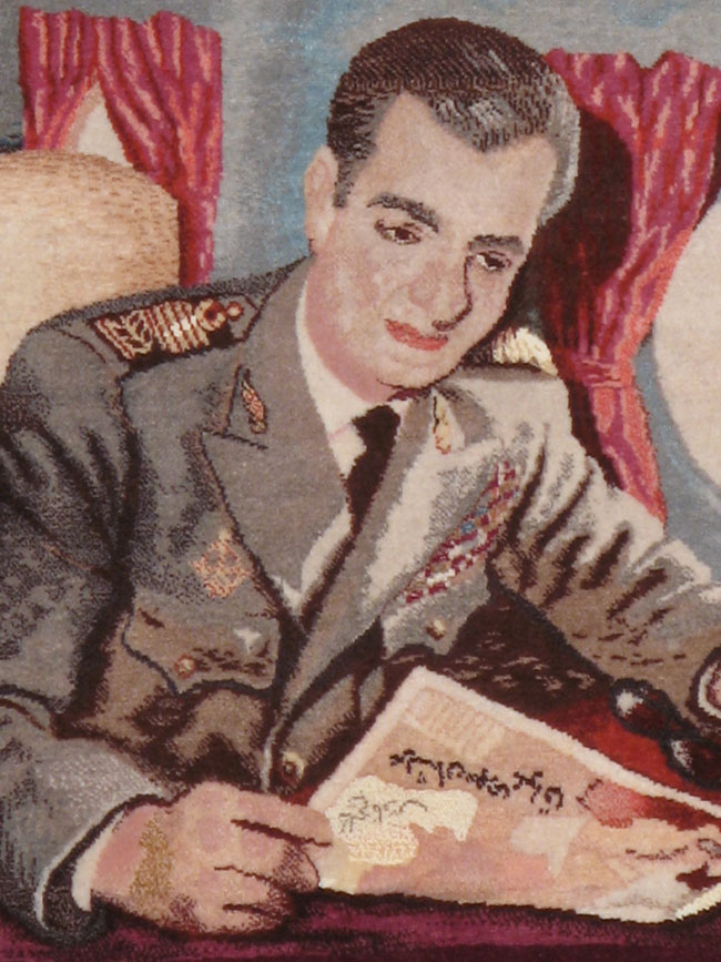 Vintage Persian Mashad Pictorial Rug, No.13425 - Galerie Shabab