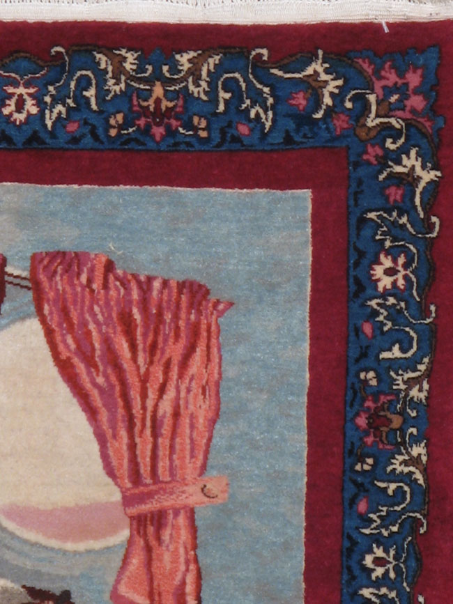 Vintage Persian Mashad Pictorial Rug, No.13425 - Galerie Shabab