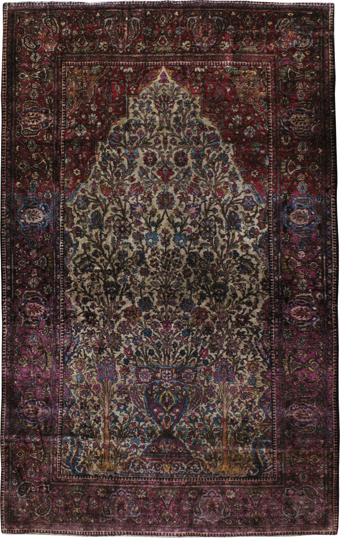 Antique Persian Kashan Silk Rug, No.13476 - Galerie Shabab