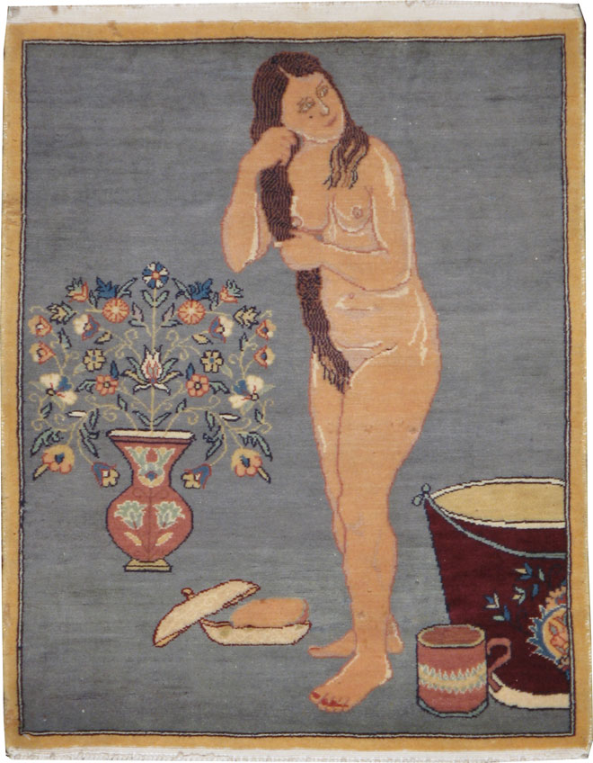 Vintage Persian Tabriz Pictorial Rug, No.13499 - Galerie Shabab