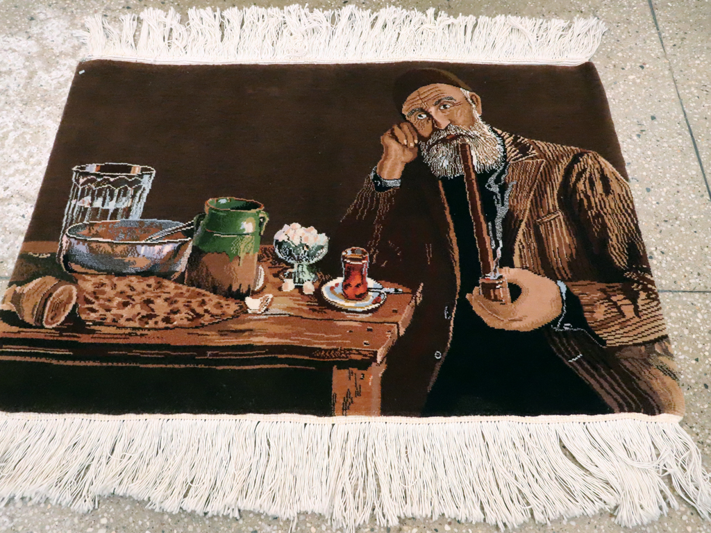 Vintage Persian Tabriz Pictorial Rug, No.13515 - Galerie Shabab