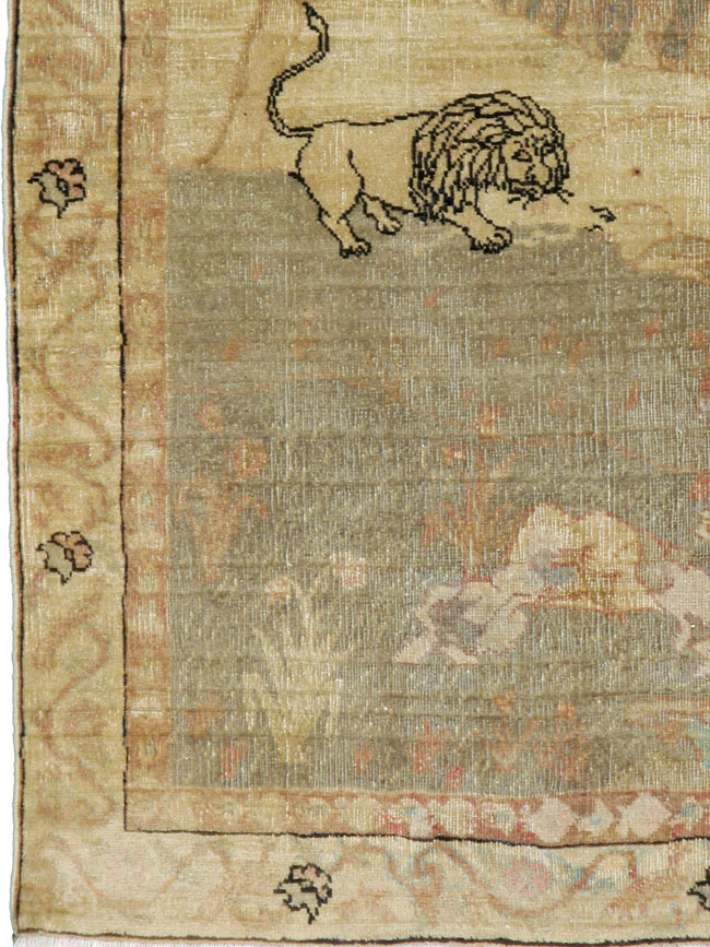 Vintage Persian Tabriz Pictorial Rug, No.13638 - Galerie Shabab