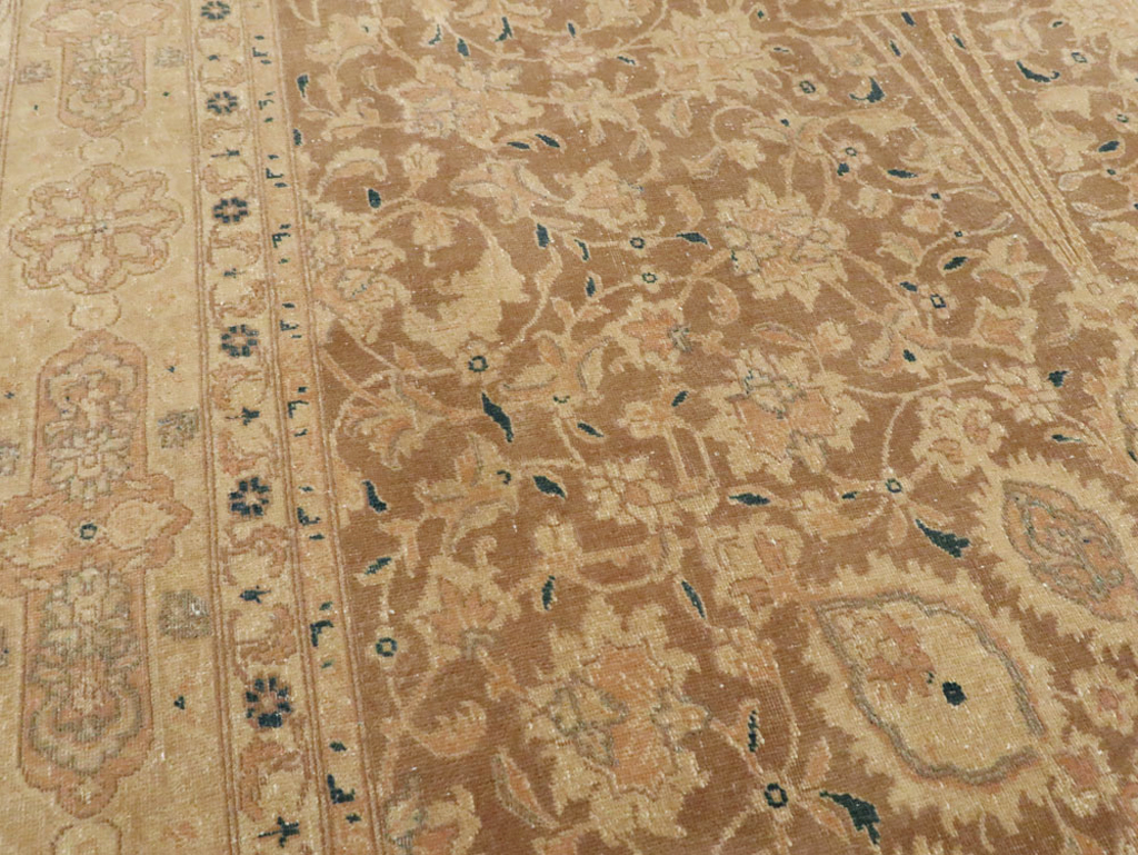 Antique Persian Tabriz Wide Gallery Runner, No.13846 - Galerie Shabab