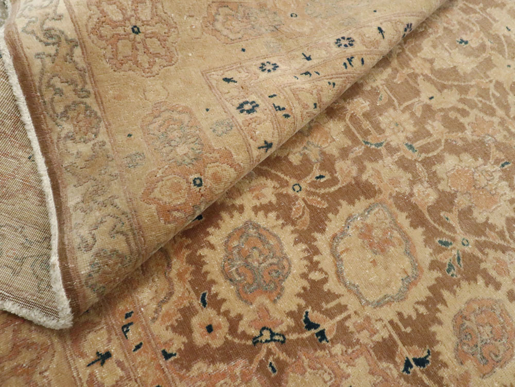 Antique Persian Tabriz Wide Gallery Runner, No.13846 - Galerie Shabab