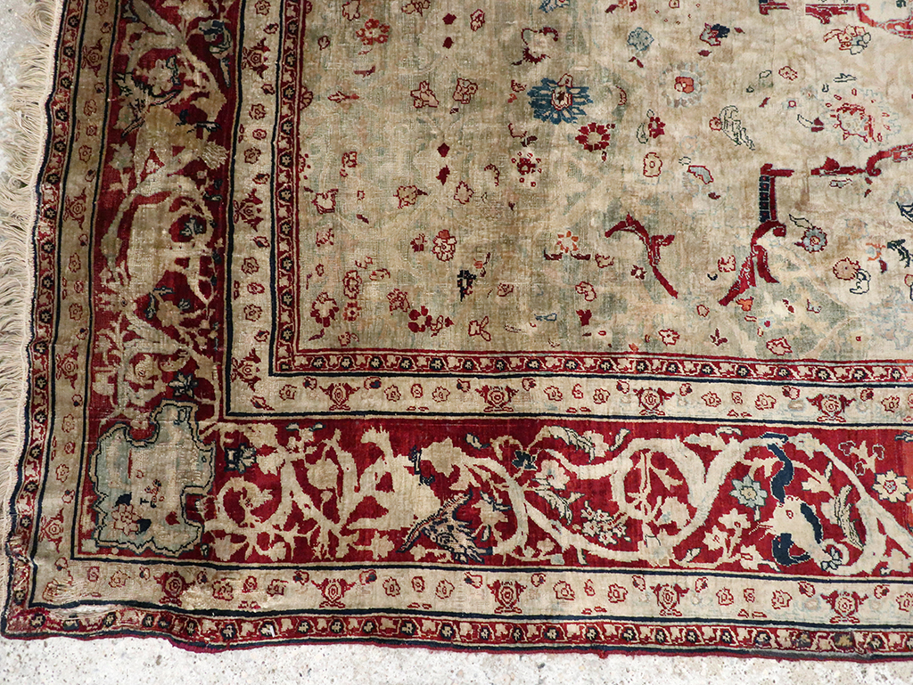 Antique Persian Silk Tabriz Accent Rug, No.13880 - Galerie Shabab