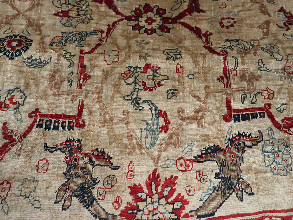 Antique Persian Silk Tabriz Accent Rug, No.13880 - Galerie Shabab