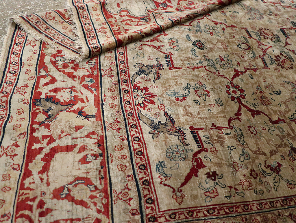Antique Persian Silk Tabriz Accent Rug, No.13880 - Galerie Shabab