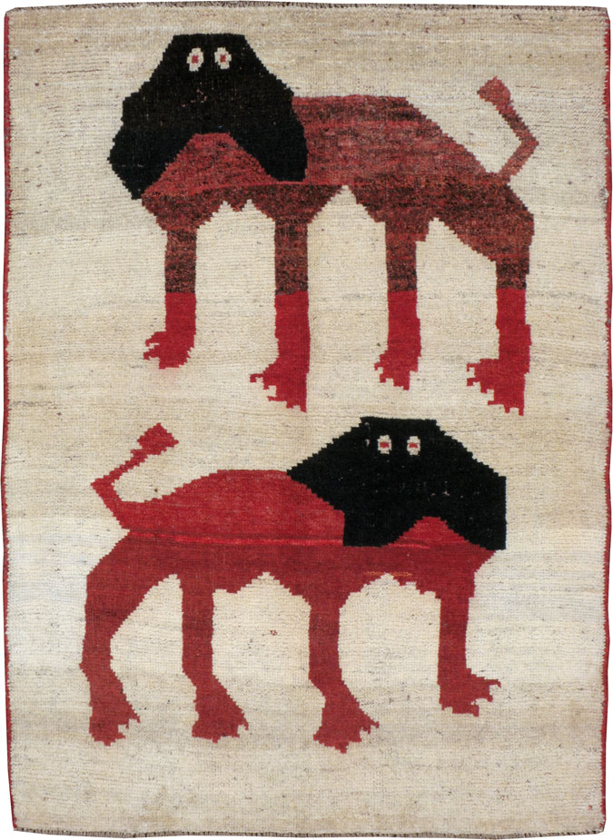 Vintage Gabbeh Pictorial Rug, No.13915 - Galerie Shabab
