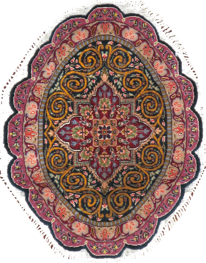 Vintage Persian Tabriz Oval Carpet (Pair: 1 of 2), No.14005 - Galerie Shabab