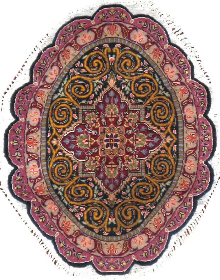 Vintage Persian Tabriz Oval Carpet (Pair: 1 of 2), No.14005 - Galerie Shabab