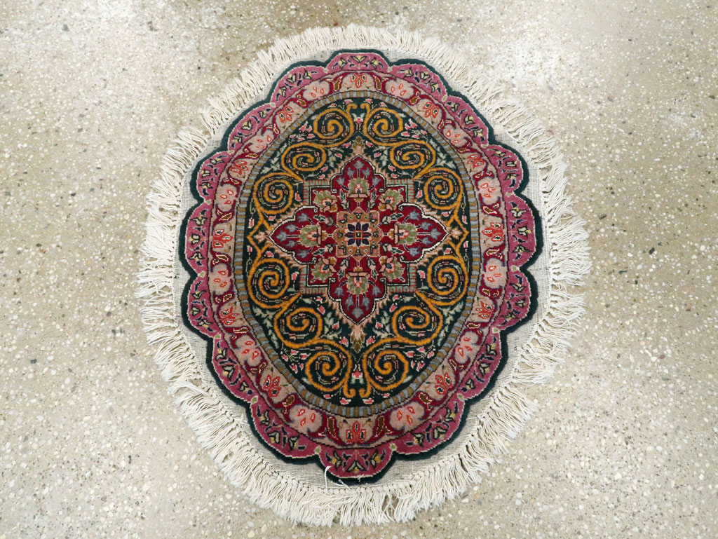 Vintage Persian Tabriz Oval Carpet (Pair: 1 of 2), No.14005 - Galerie Shabab