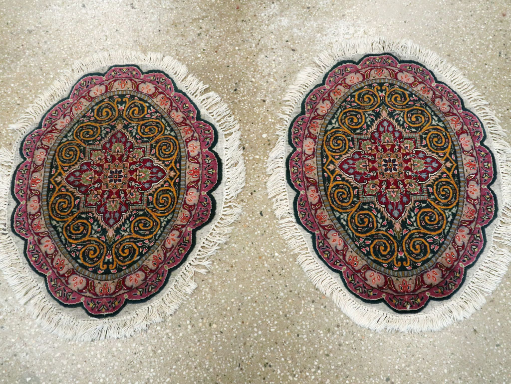 Vintage Persian Tabriz Oval Carpet (Pair: 1 of 2), No.14005 - Galerie Shabab