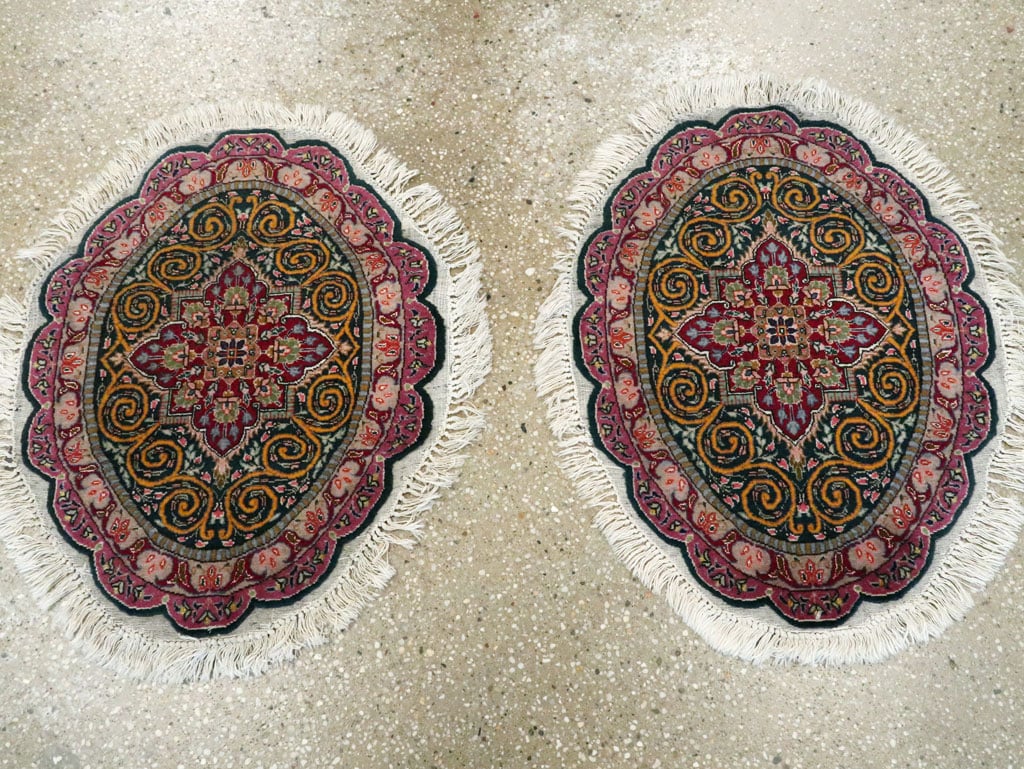 Vintage Persian Tabriz Oval Carpet (Pair: 1 of 2), No.14005 - Galerie Shabab