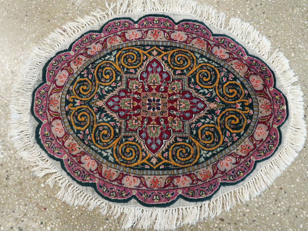 Vintage Persian Tabriz Oval Carpet (Pair: 2 of 2), No.14006 - Galerie Shabab