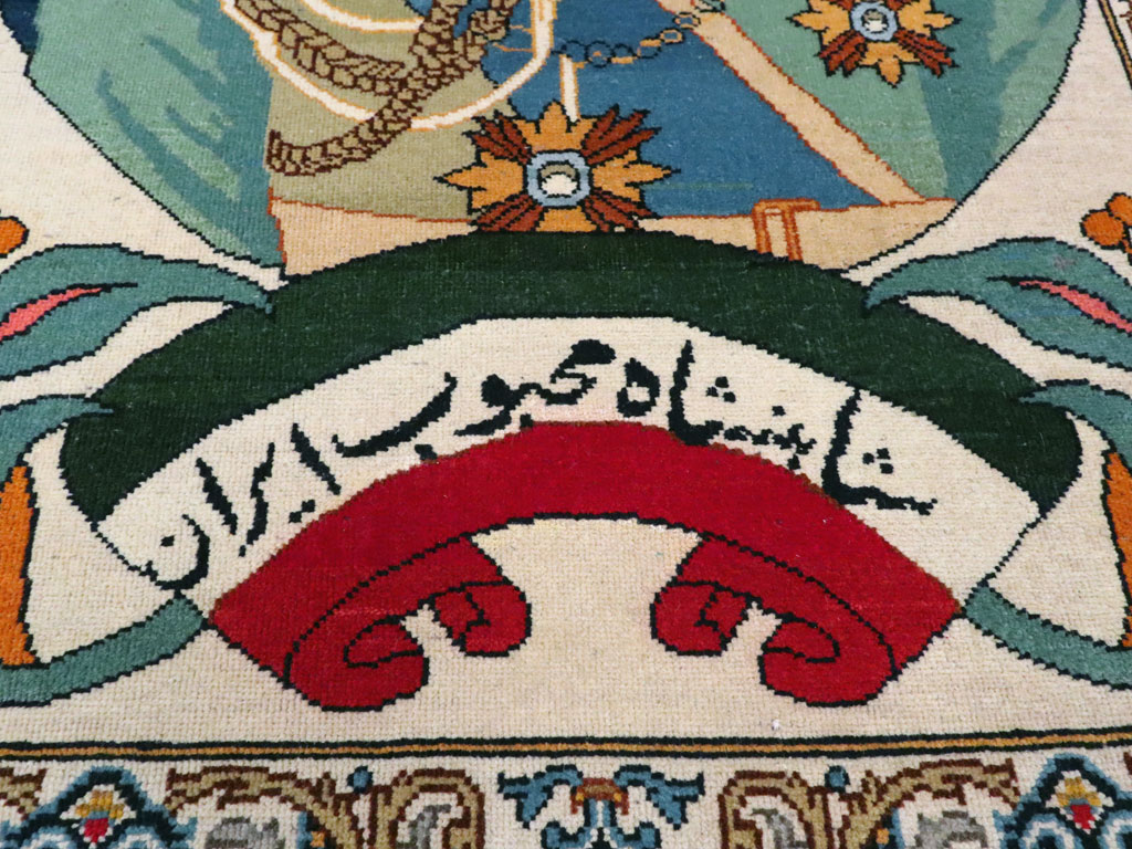 Vintage Persian Kashan Pictorial Rug, No.14170 - Galerie Shabab