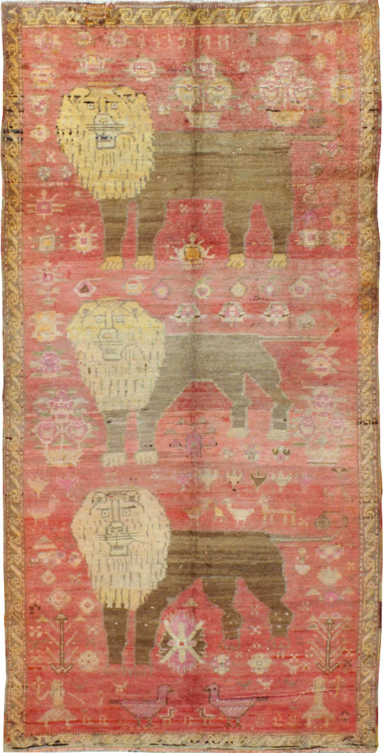 Antique  Caucasian Karabagh Pictorial Rug, No.14195 - Galerie Shabab