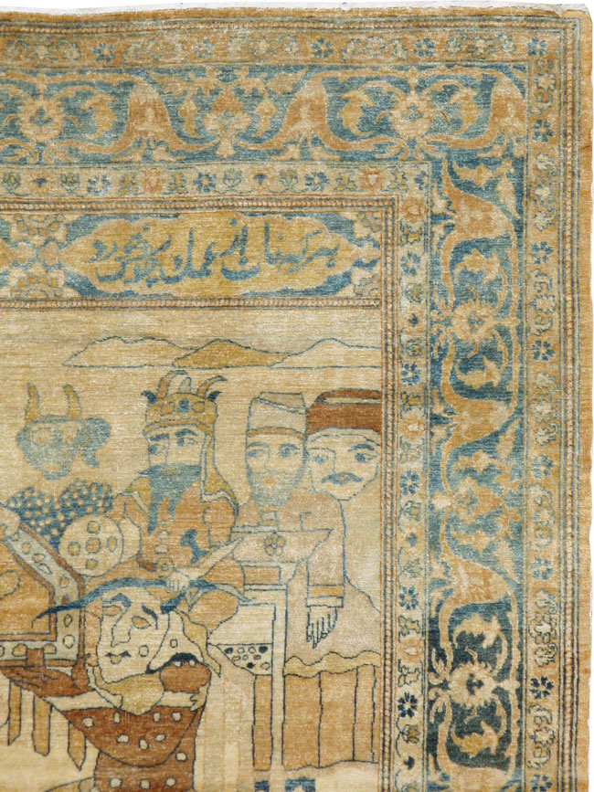 Antique Persian Tabriz Pictorial Rug, No.14202 - Galerie Shabab