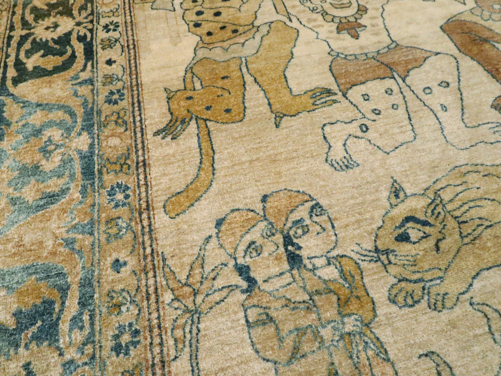 Antique Persian Tabriz Pictorial Rug, No.14202 - Galerie Shabab