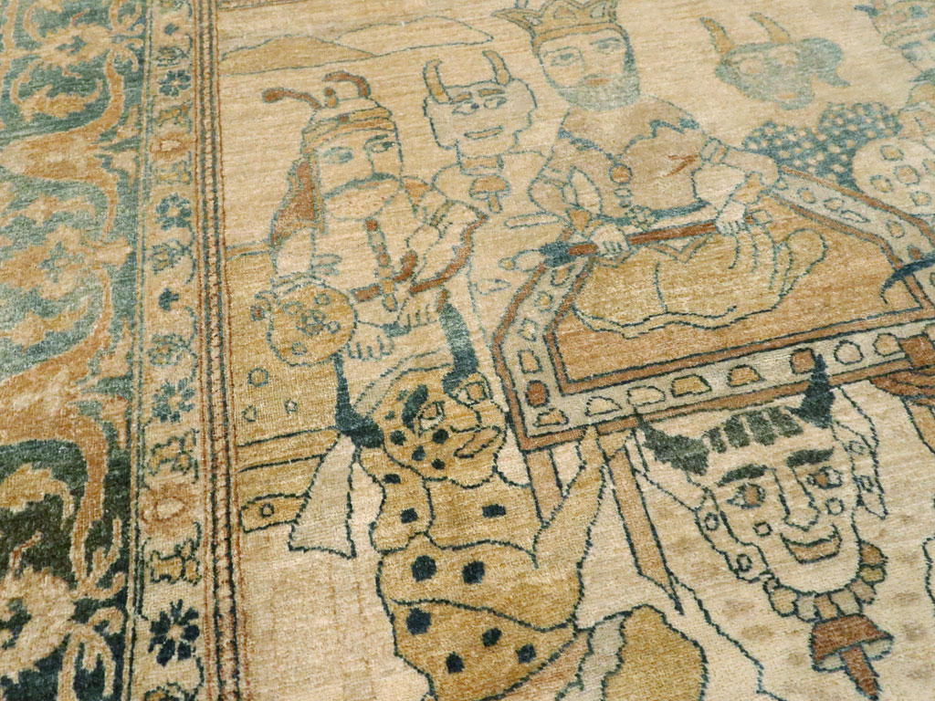 Antique Persian Tabriz Pictorial Rug, No.14202 - Galerie Shabab