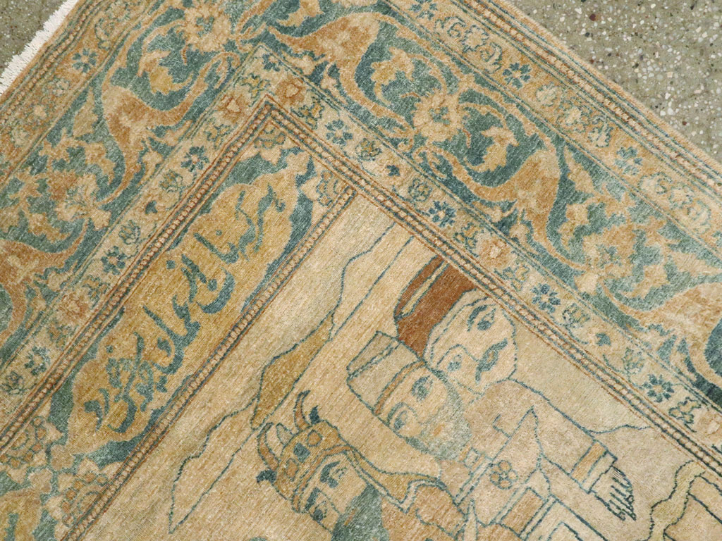 Antique Persian Tabriz Pictorial Rug, No.14202 - Galerie Shabab