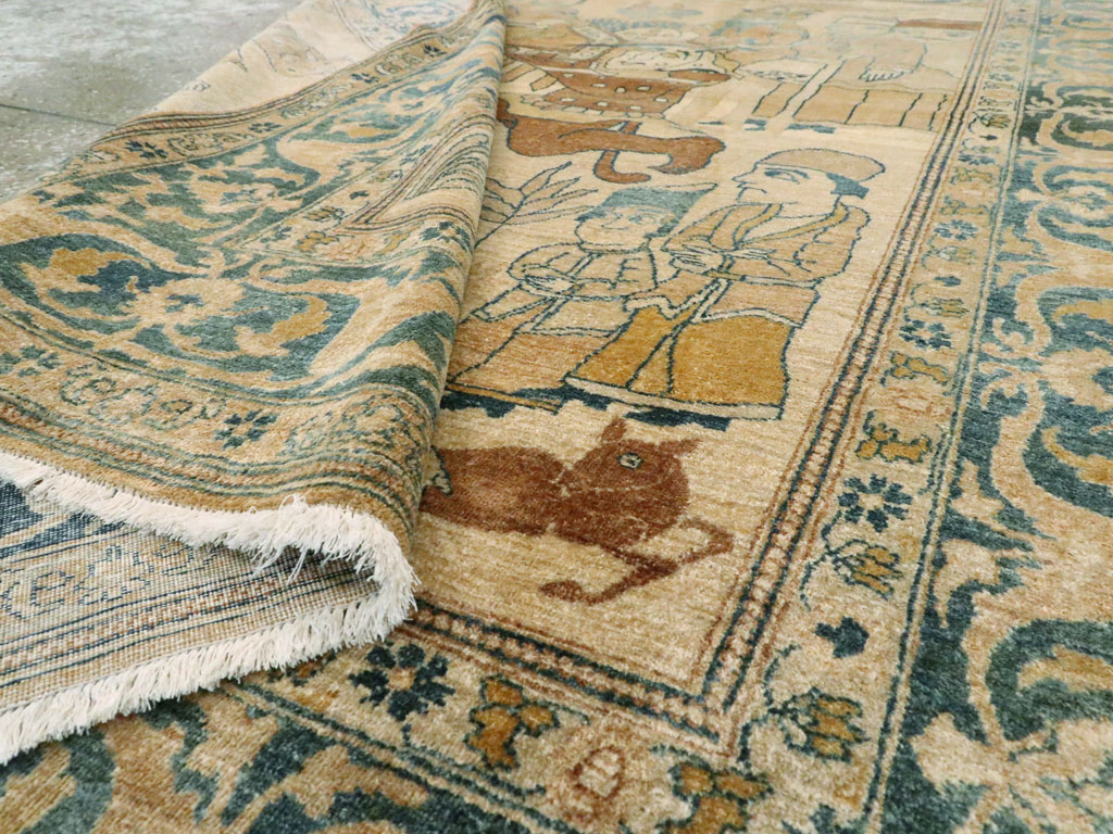 Antique Persian Tabriz Pictorial Rug, No.14202 - Galerie Shabab