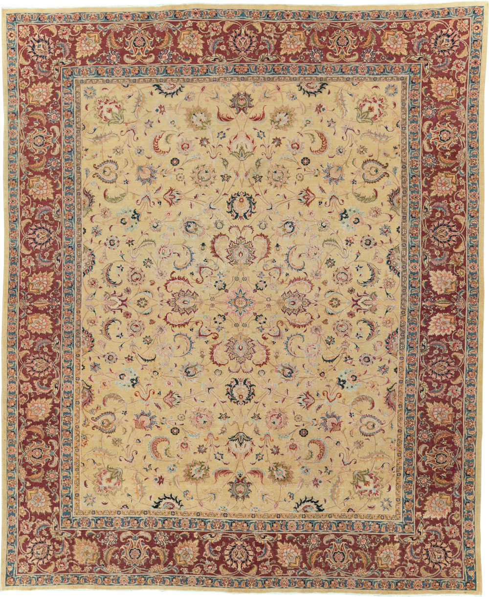 Vintage Persian Tabriz Room Size Carpet, No.14436 - Galerie Shabab