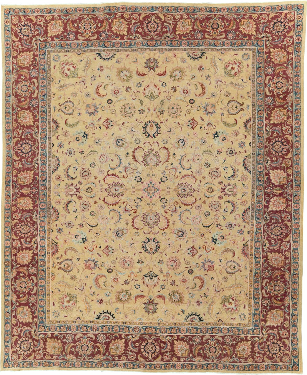 Vintage Persian Tabriz Room Size Carpet, No.14436 - Galerie Shabab