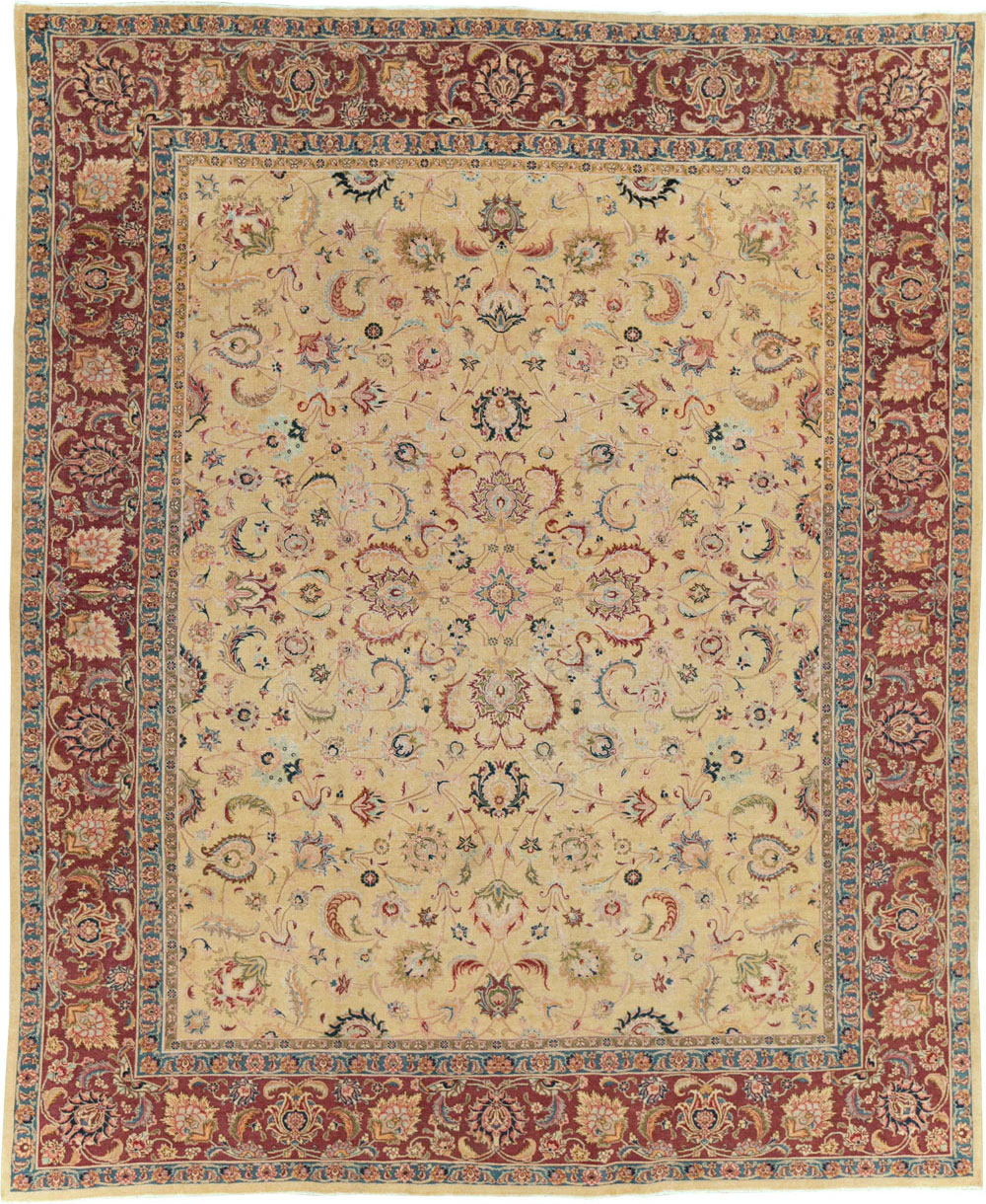 Vintage Persian Tabriz Room Size Carpet, No.14436 - Galerie Shabab