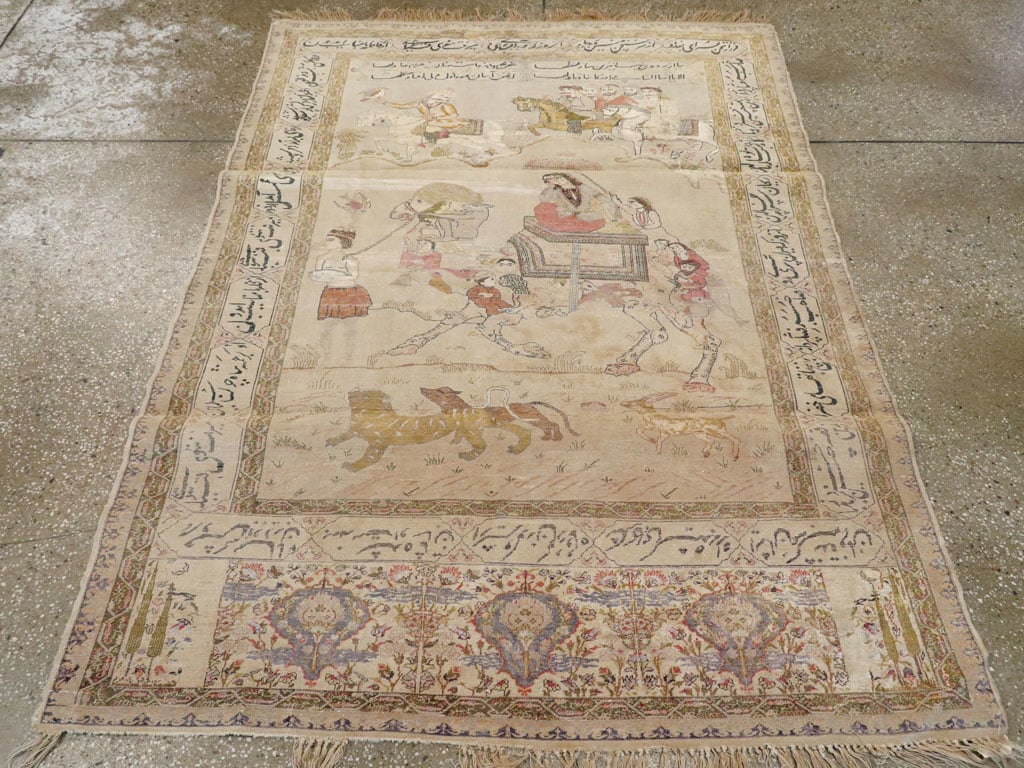 Vintage Turkish Kayseri Pictorial Rug, No.14464 - Galerie Shabab