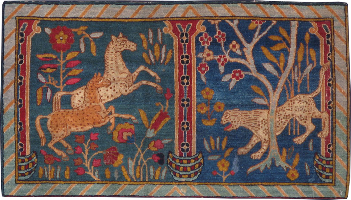 Vintage Persian Kerman Pictorial Rug, No.14513 - Galerie Shabab