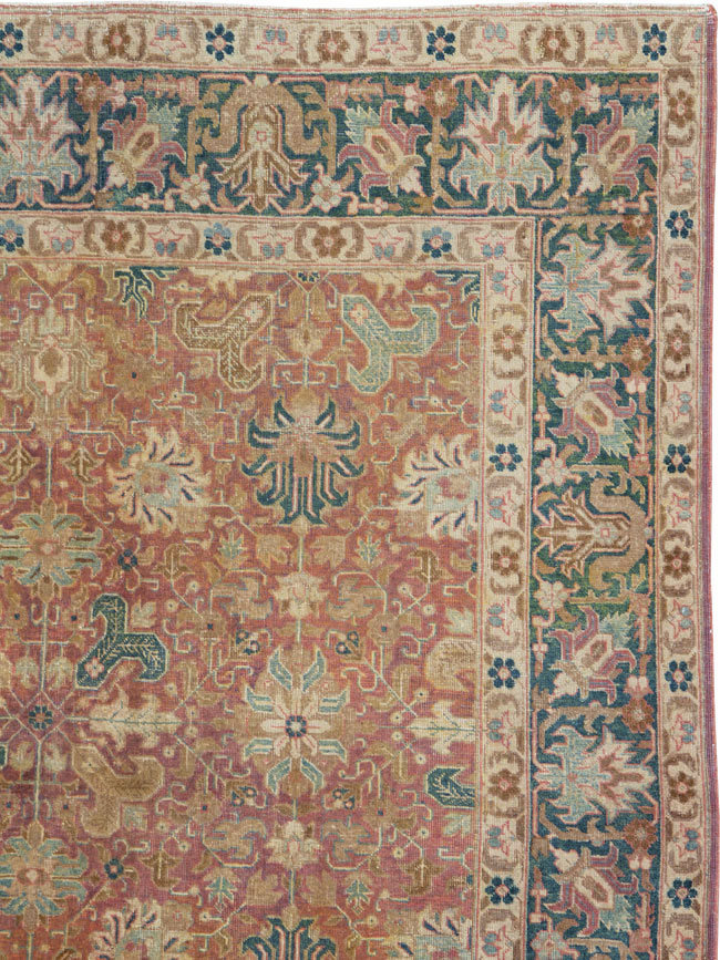 Vintage Persian Tabriz Room Size Carpet, No.14525 - Galerie Shabab