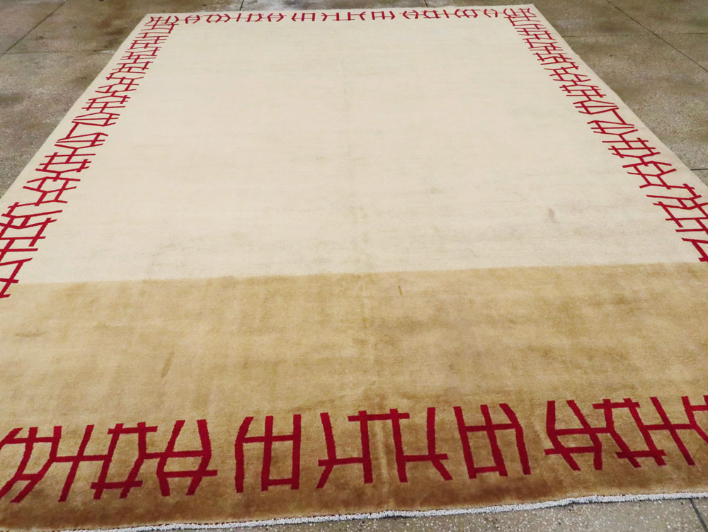 Vintage Persian Amoghli Mashad Modernist Carpet, No.14536 - Galerie Shabab