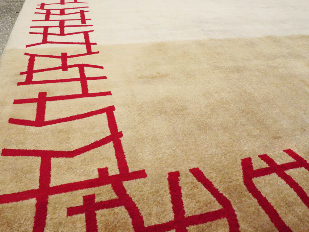 Vintage Persian Amoghli Mashad Modernist Carpet, No.14536 - Galerie Shabab