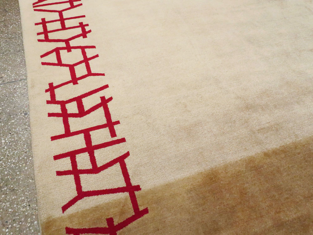 Vintage Persian Amoghli Mashad Modernist Carpet, No.14536 - Galerie Shabab