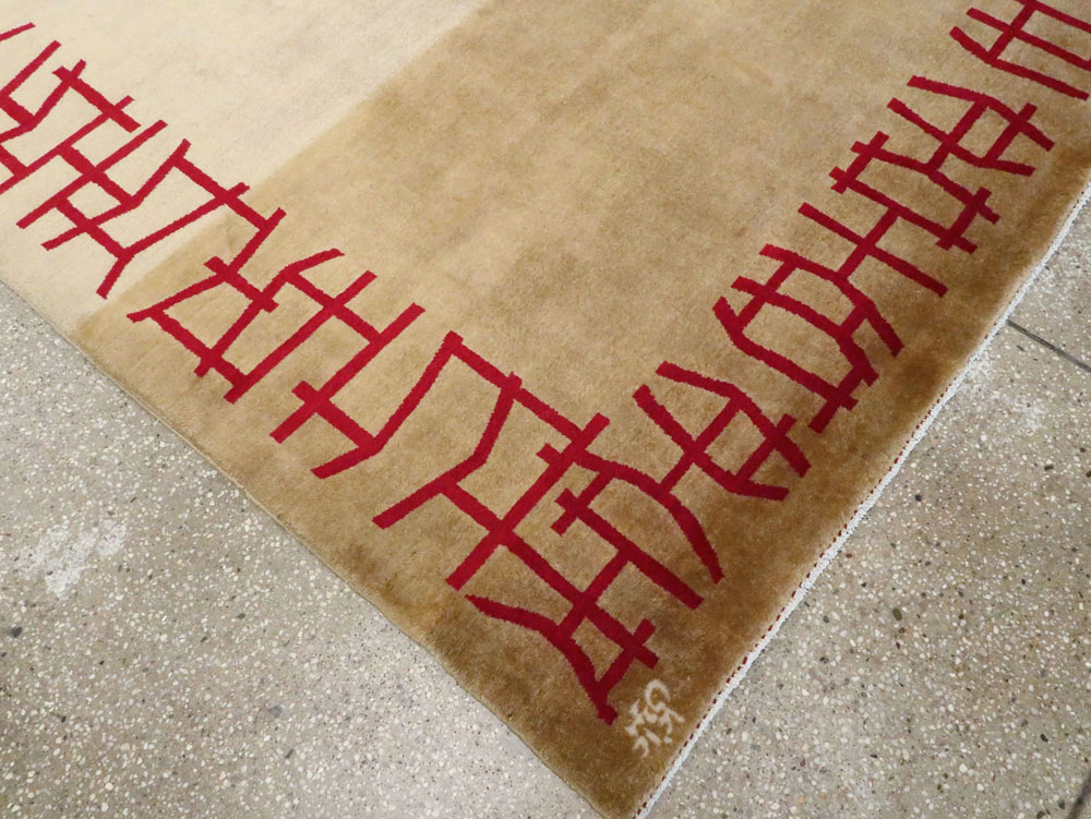 Vintage Persian Amoghli Mashad Modernist Carpet, No.14536 - Galerie Shabab