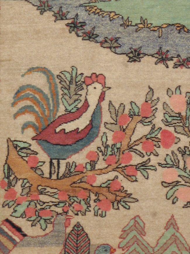 Vintage Persian Mashad Pictorial Rug, No.14545 - Galerie Shabab