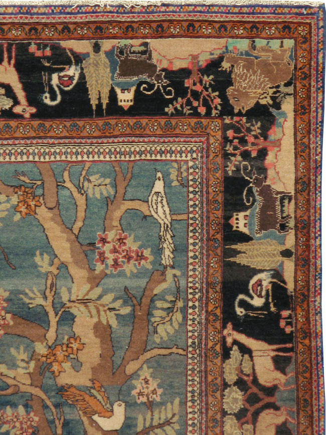 Vintage Persian Mashad Pictorial Rug, No.14545 - Galerie Shabab