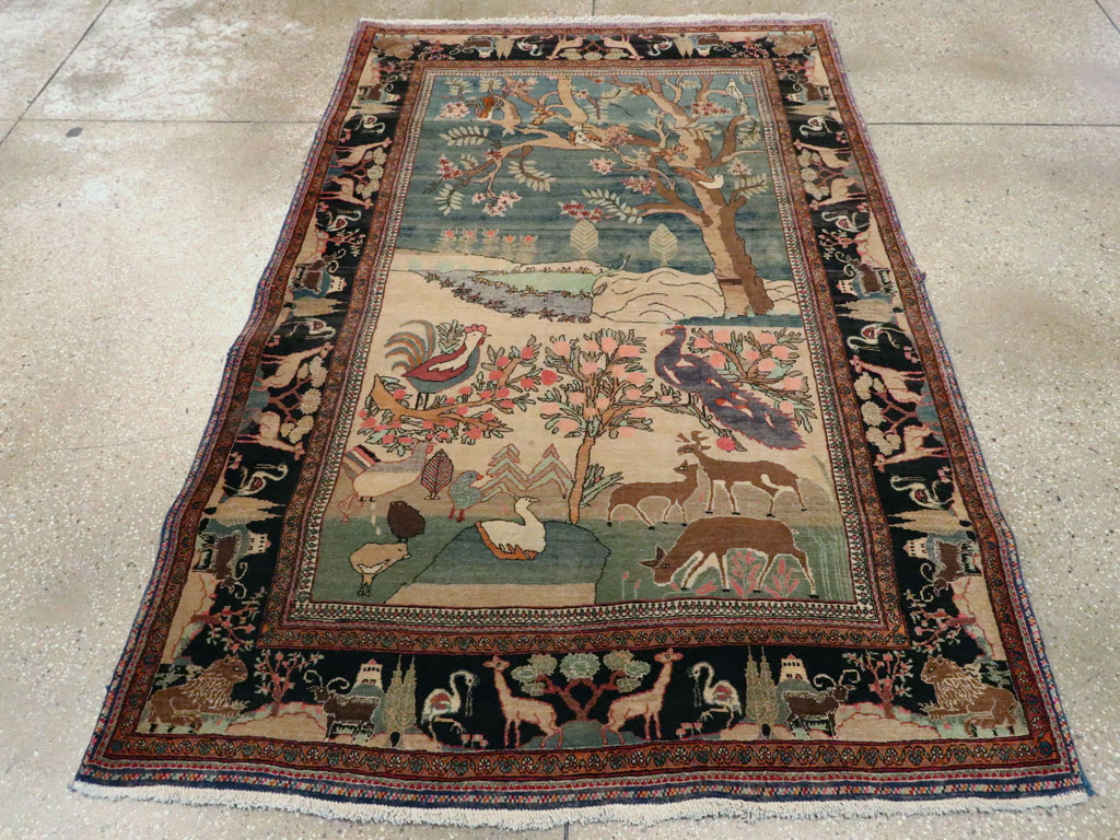 Vintage Persian Mashad Pictorial Rug, No.14545 - Galerie Shabab