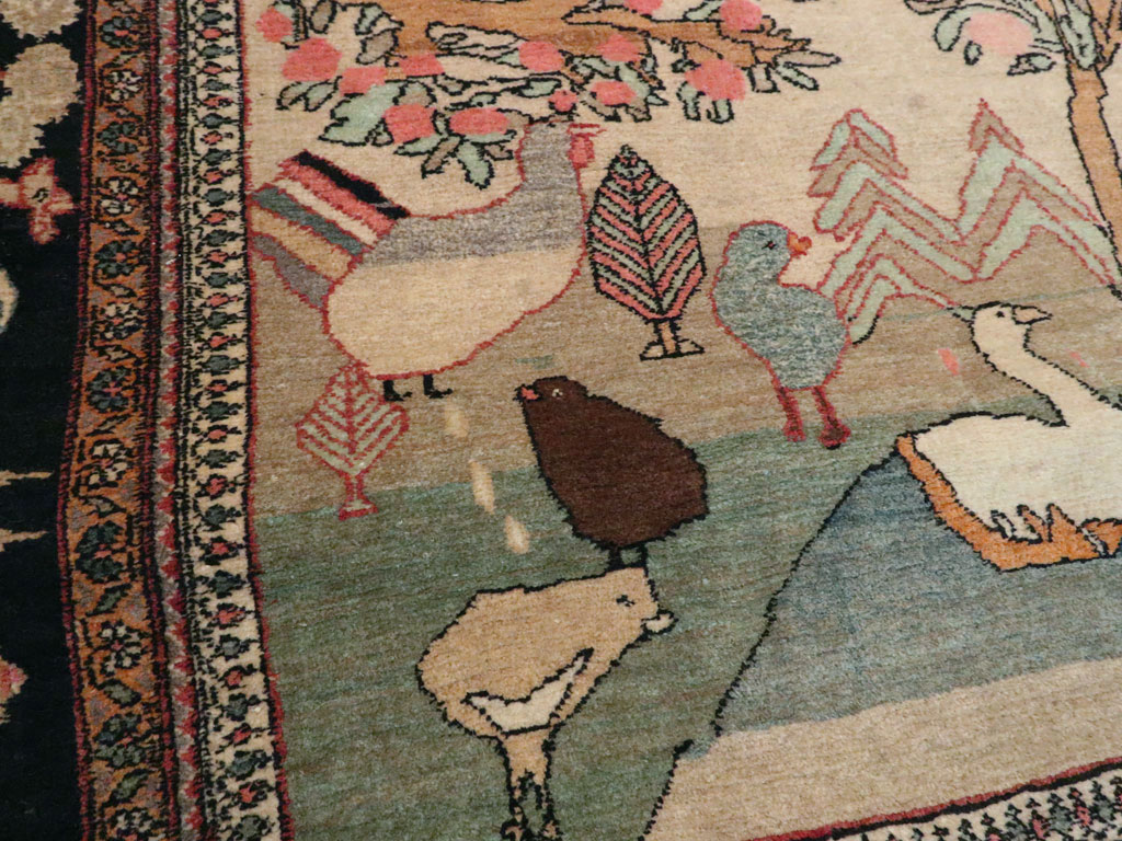 Vintage Persian Mashad Pictorial Rug, No.14545 - Galerie Shabab