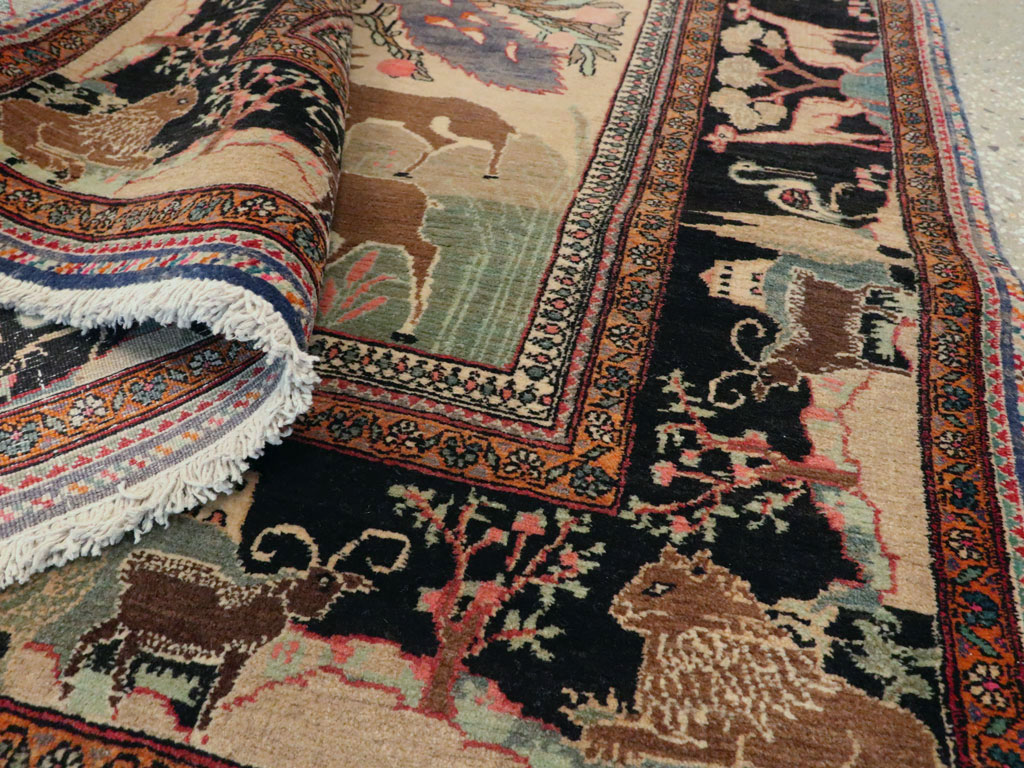 Vintage Persian Mashad Pictorial Rug, No.14545 - Galerie Shabab