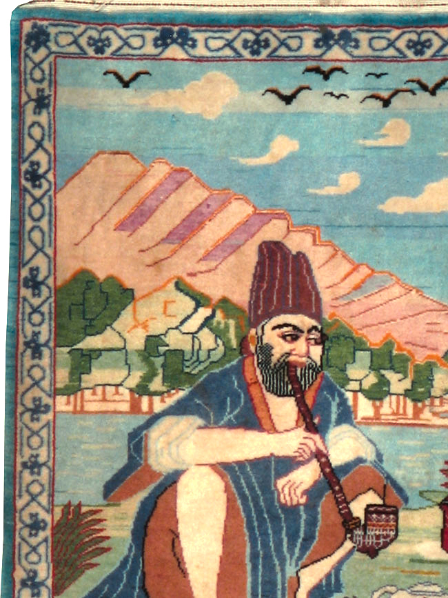 Vintage Persian Isfahan Pictorial Rug, No.14552 - Galerie Shabab