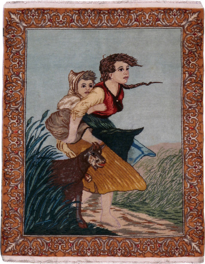 Vintage Persian Tabriz Pictorial Rug, No.14569 - Galerie Shabab