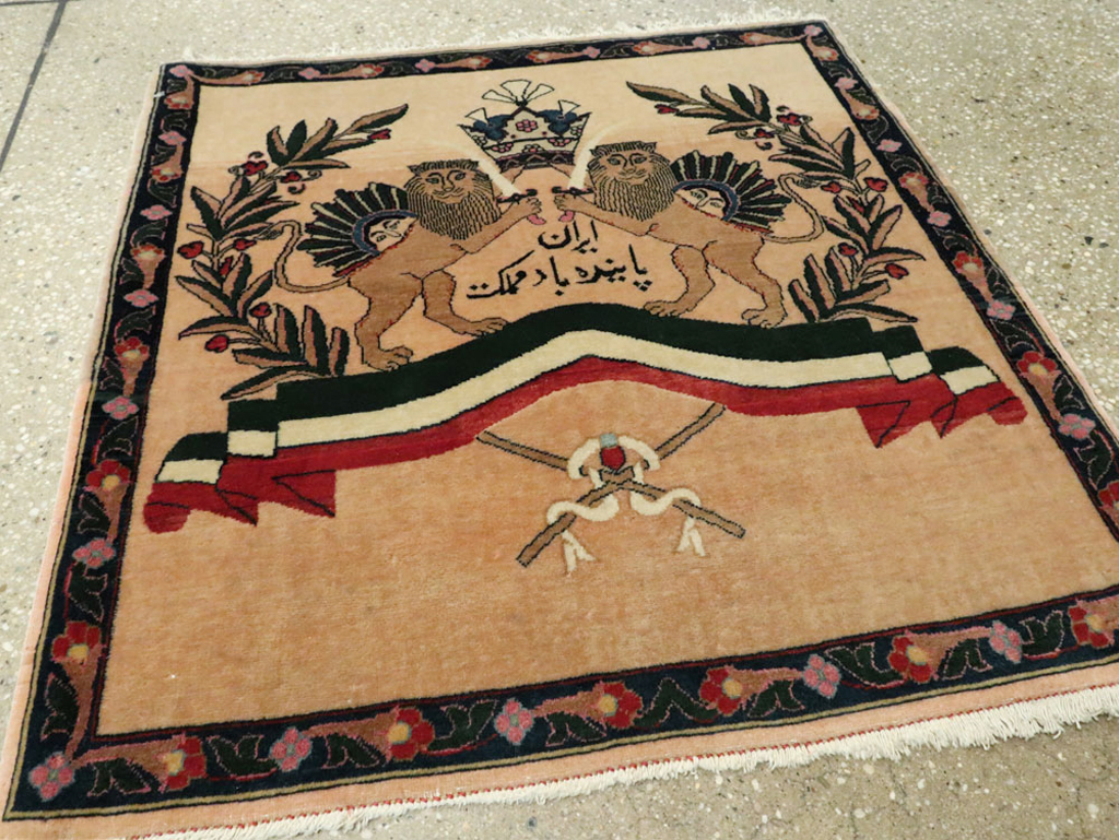 Vintage Persian Kashan Pictorial Rug, No.14572 - Galerie Shabab