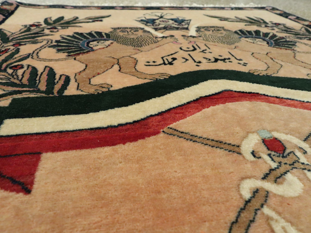 Vintage Persian Kashan Pictorial Rug, No.14572 - Galerie Shabab