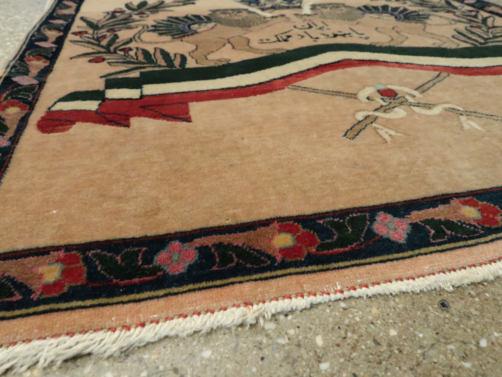 Vintage Persian Kashan Pictorial Rug, No.14572 - Galerie Shabab