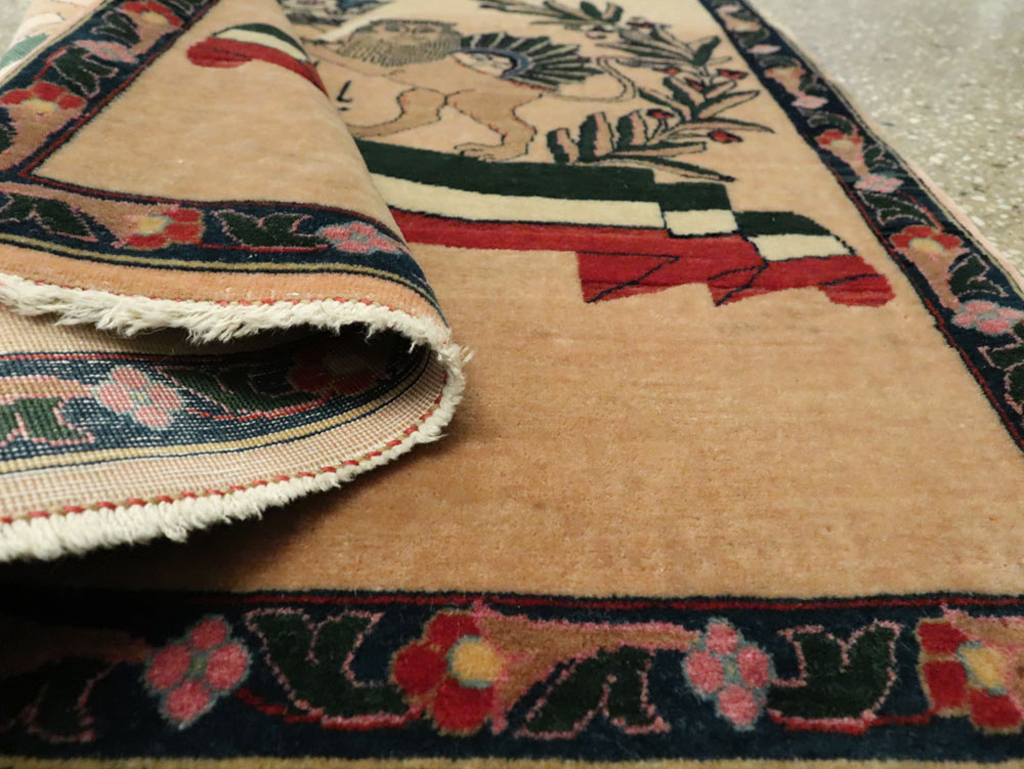 Vintage Persian Kashan Pictorial Rug, No.14572 - Galerie Shabab