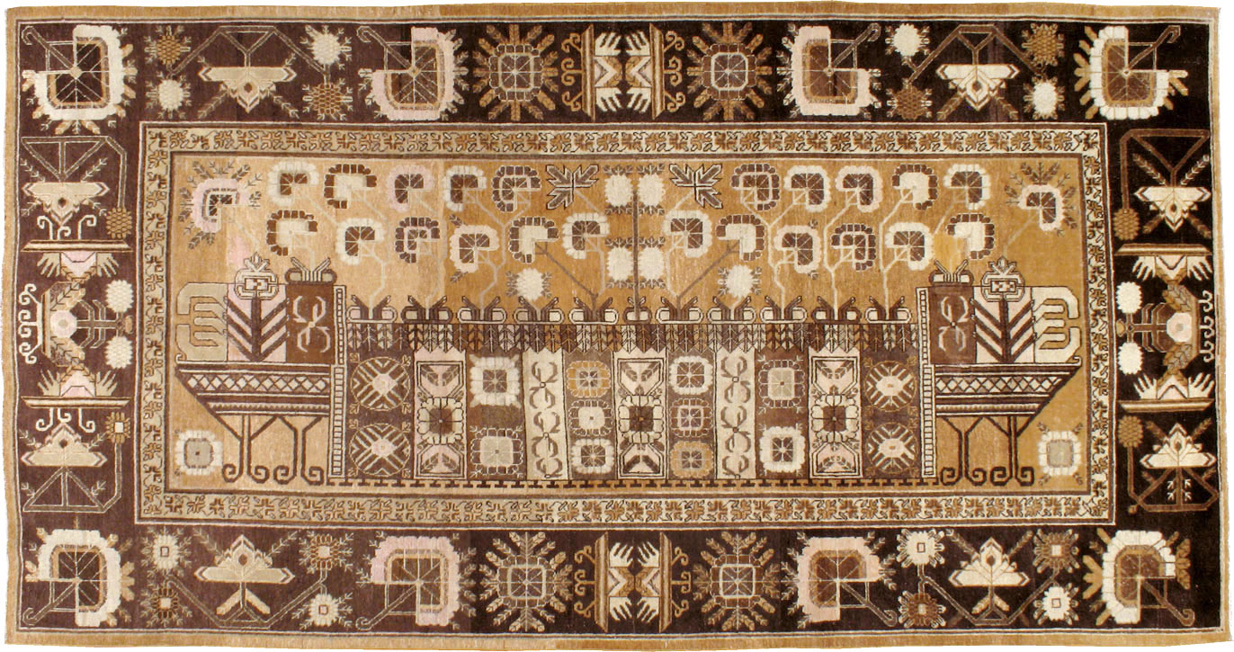 Vintage East Turkestan Khotan Pictorial Carpet, No.14651 - Galerie Shabab